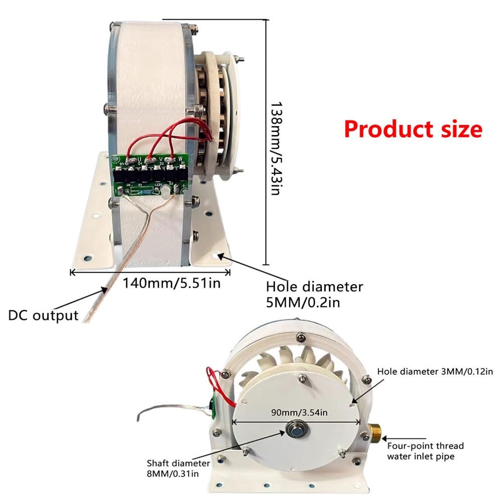 Generador de turbina de agua micro hidráulica de 100 W, rueda de agua hidroeléctrica de baja velocidad, generador de impacto de disco sin núcleo para soluciones de energía doméstica