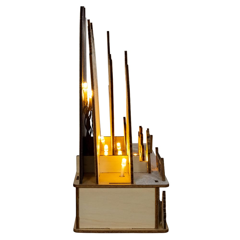 Kurt S. Adler Kurt Adler Weihnachtsdorf aus Holz, batteriebetrieben, beleuchtet, Weihnachtsdorf, weiß, 24,8 cm