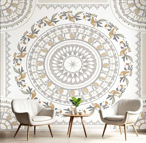 Papier peint panoramique mandala pour cacher les défauts du mur
