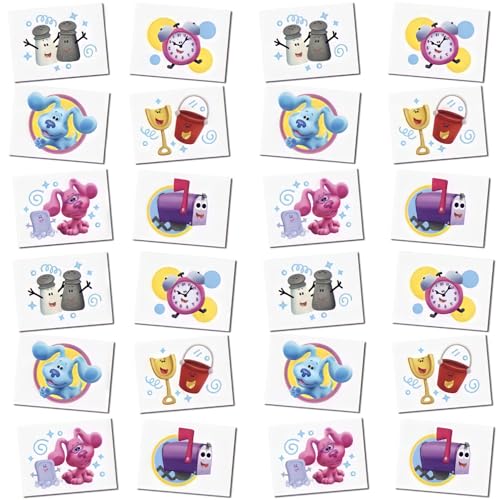 Blue's Clues Paper Tattoos (Pack of 24) | Assorted Temporary Tattoos Designs | Perfect for Kids' Birthdays & Celebrations
