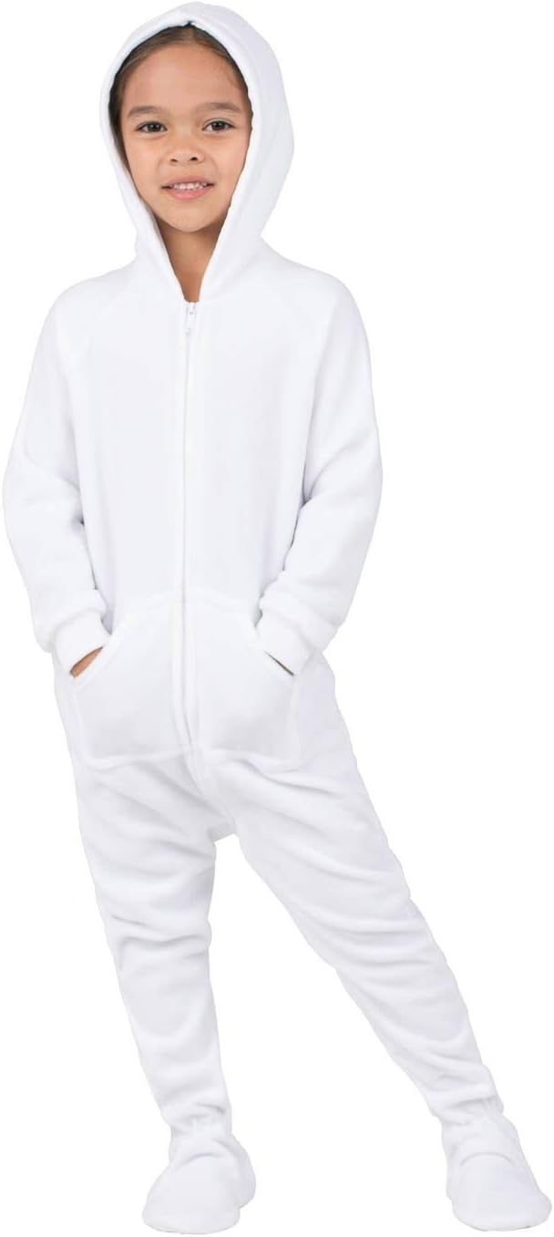 Footed Pajamas - Arctic White Toddler Hoodie Fleece One Piece - Toddler - XLarge (Fits 3'7-3'9")