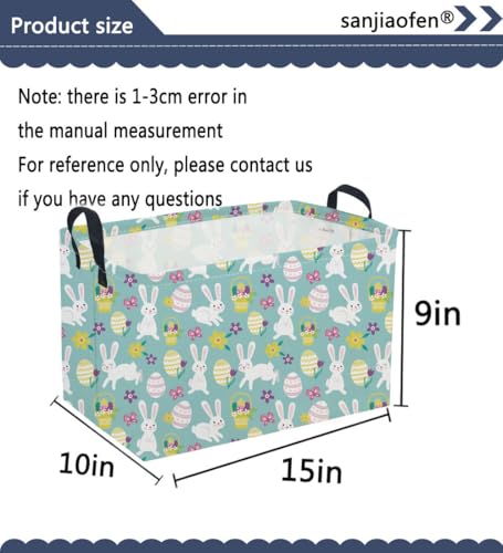 Image of Sanjiaofeng Rectangular Easter Basket Eggs Storage Bins,Cute Storage Basket with Handles.Clothers,Books,Kid's Gifts Bins. (Bule eggs)