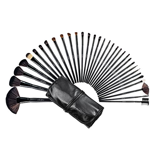 BeautyWill 32 Pieces Makeup Brushes Set Professional Kit for Faces Eyes Eyeshadow Eyeliner Foundation Blush Lip Bronzer With Bag Black