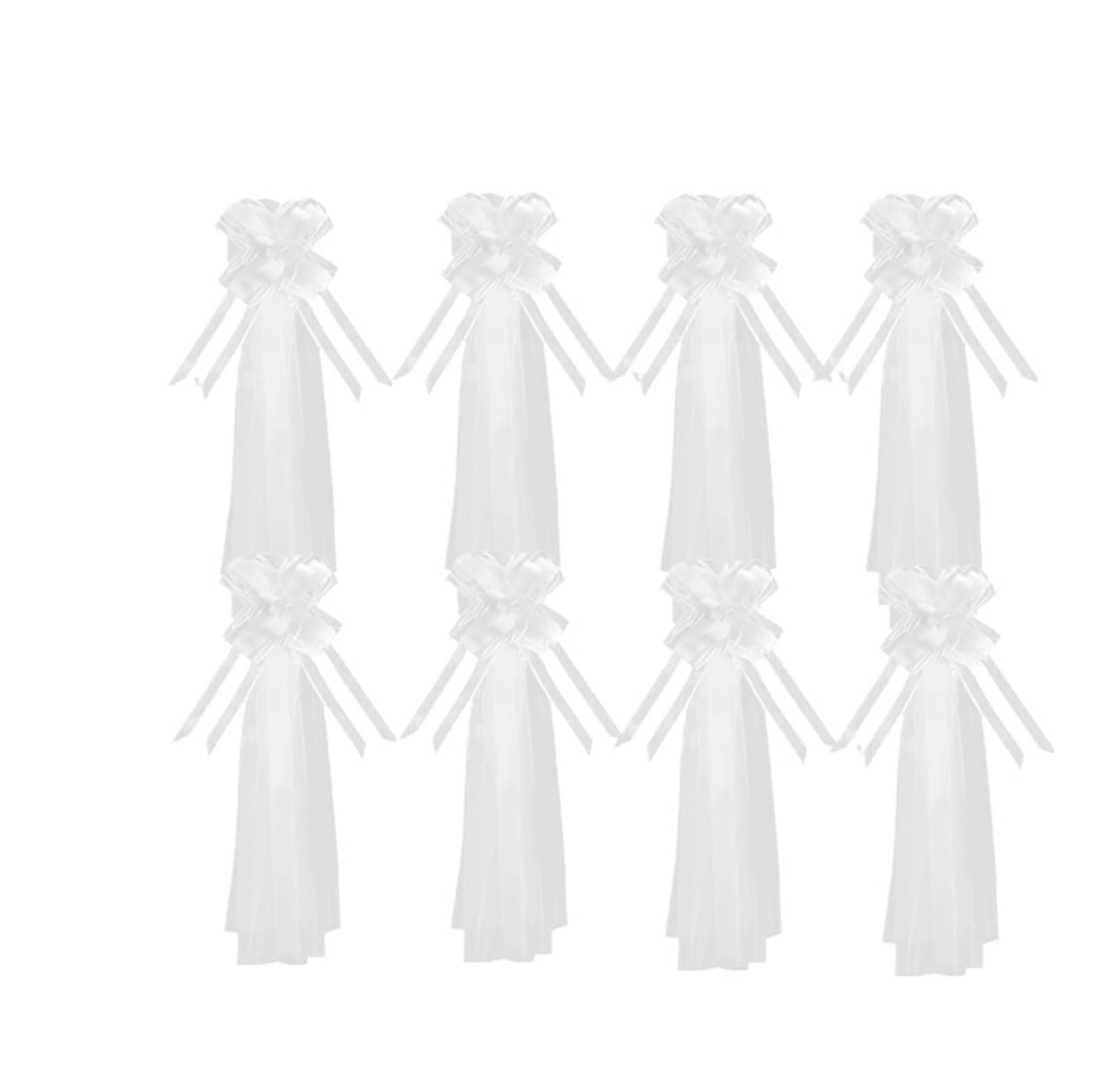12–1 weiße Hochzeitsschleifen | Mit langen Tüllschwänzen for Hochzeit, Kirchenbank, Stuhl, Gang, Dekoration