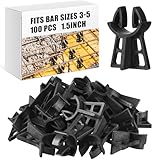 Hoolerry 100 Pcs Snap Rebar Chairs Plastic Heavy Duty Spacer Fits Bar Sizes 3-5 Plastic Rebar Concrete Stand, Heavy Duty Solid Construction Anti Rust