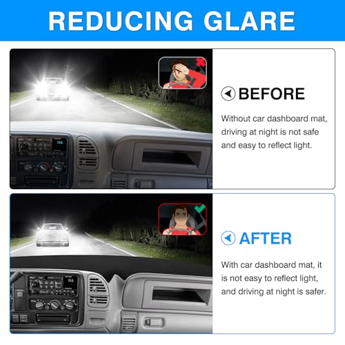Image of Autorder Dashboard Cover Mat for 1997-2000 Chevy Chevrolet Silverado /GMC Sierra C1500 C2500 C3500 K1500 K2500 K3500, 1997-1999 GMC Yukon /Chevy Tahoe Accessories Dash Cover Flannel Dash Mat Protector