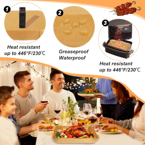 Image of BYKITCHEN Airfryer Baking Paper for Ninja Foodi Flex Drawer Dual Zone 10.4 L Hot Air Fryer, 100 Pieces Accessories for Ninja AF500EU, Air Fryer Accessories for Cecotec Dual 9000 9L (Pack of 100)