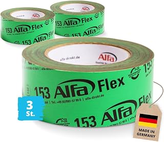 Alfa 3x Flexibles Hochleistungsklebeband 50 mm x 25 m Profi-Qualität Dampfbremsen Dampfsperren Dachfolien Folienklebeband/Systemklebeband | Profi-Qualität – Flexibles Klebeband für Dampfbremsen, Dampfsperren und Dachfolien, ideal für luftdichte Verklebungen