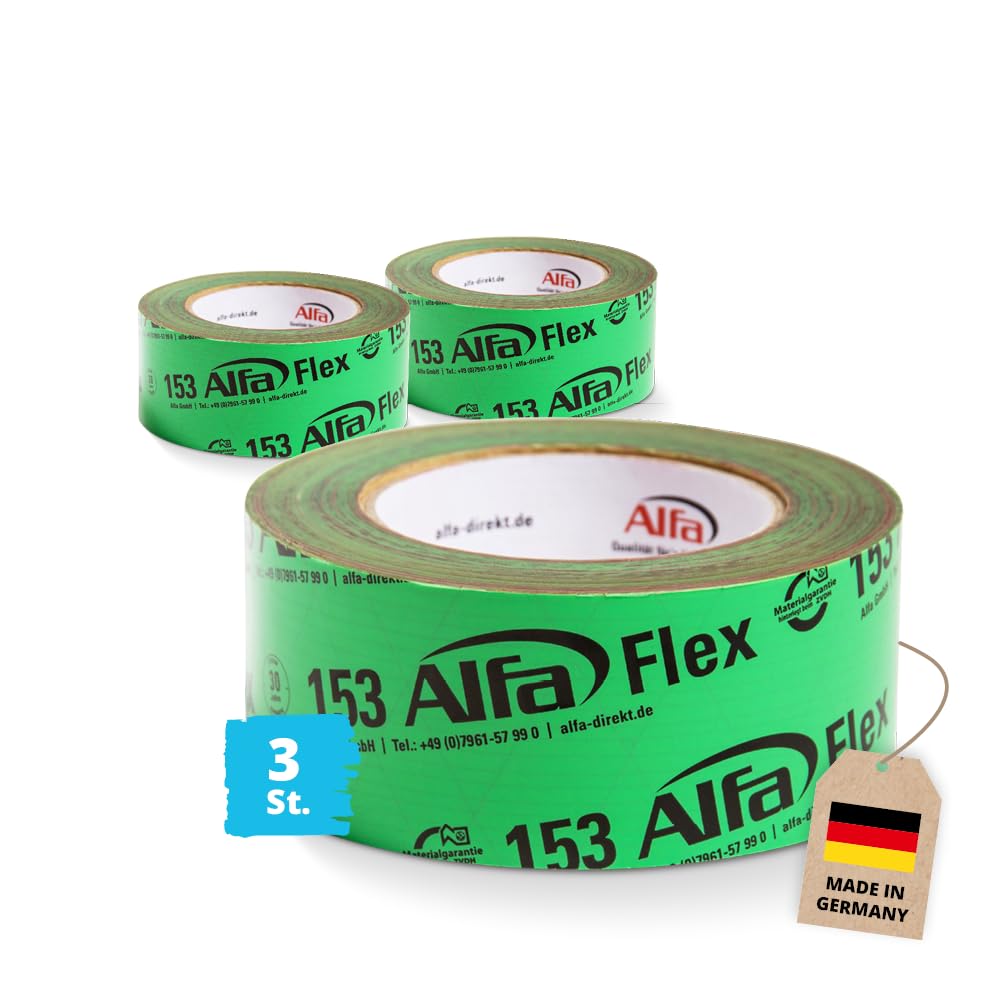 Alfa 3x Flexibles Hochleistungsklebeband 50 mm x 25 m Profi-Qualität Dampfbremsen Dampfsperren Dachfolien Folienklebeband/Systemklebeband