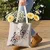 Artistic Canvas Tote Bags, Floral Music Notes Pattern Reusable Grocery Bags, Lightweight Washable Shoulder Strap Canvas Bags for Gym Outdoor Travel Beach Picnic 13x15 Inch #1