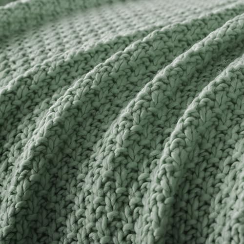WDCOZY Chunky Cable Knit Throw Blanket Super Soft Warm Knitted Throw Blanket for Couch, Sofa, Chair, Bed Lightweight Breathable Cozy Comfortable Home Decorative Sage Green 50x60 Inches - image 3