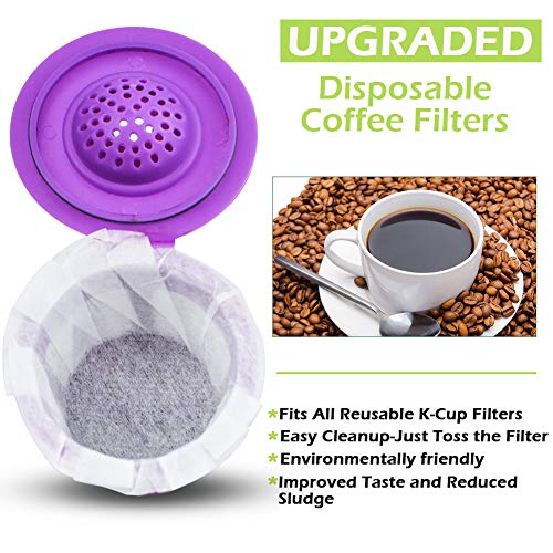 Image of CAPMESSO Disposable Coffee Paper Filters, 200 Count Keurg Cup Coffee Filters Compatible with Keurg Brewers Reusable Single Serve 1.0 and 2.0 Coffee Maker (200 Count, White)