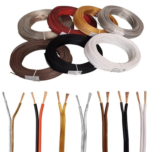 PROFESSIONALE MADE IN ITALY ELETTRO CAVI K - CAVO ELETTRICO PIATTINA BIPOLARE COSTA STRETTA 2x0,50 mm² COLOR MARRONE LAMPADARI BAJOUR 2 POLI IN RAME PROFESSIONALE MADE IN ITALY 10 METRI