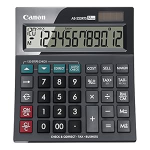 Canon AS-220 RTS Tischrechner (Solar- und Batteriebetrieb, 12 Stellen) Schwarz