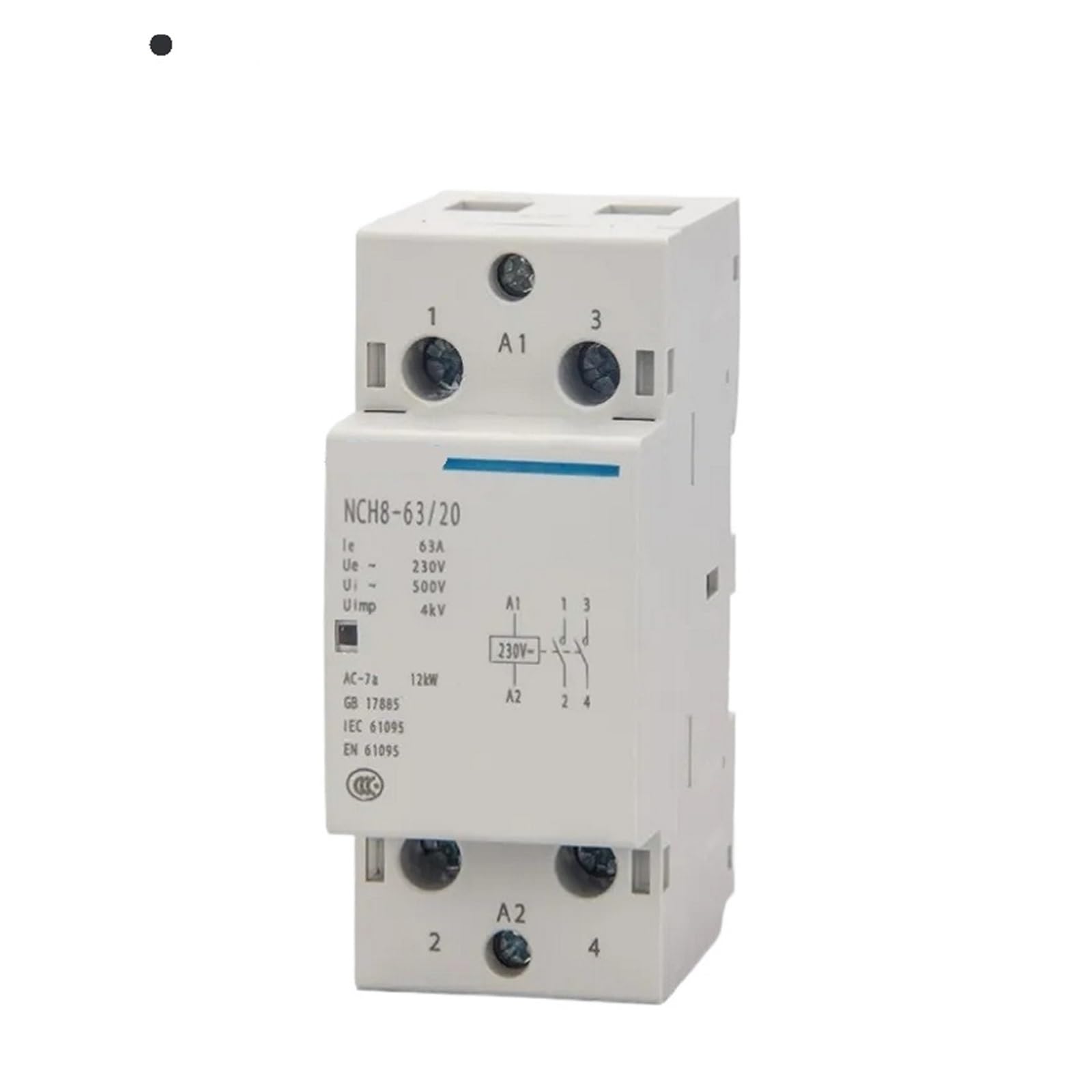PWQBABJWL 1PCS NCH8-63/20 Modular AC Household Mini Contactor 220V 230V 20A 25A 40A 63A 1NO 1NC 2NO 2NC 4NO NCH8-20 25 40(Nch8-20a,1NO1NC)