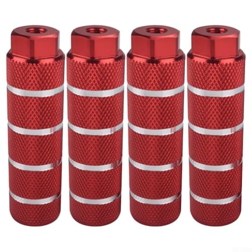 Juego de cuatro piquetas antideslizantes para bicicleta en construcción de aluminio resistente, ideal para una variedad de bicicletas (rojo)