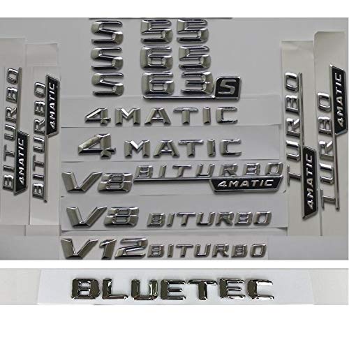 Auto-Emblems - 3D Chrome Trunk Fender Badge For Benz W221 W222 S32 S55 S63 S63s S S65 AMG Emblem V8 BITURBO TURBO 4MATIC Emblems (1pair TURBO AMG)