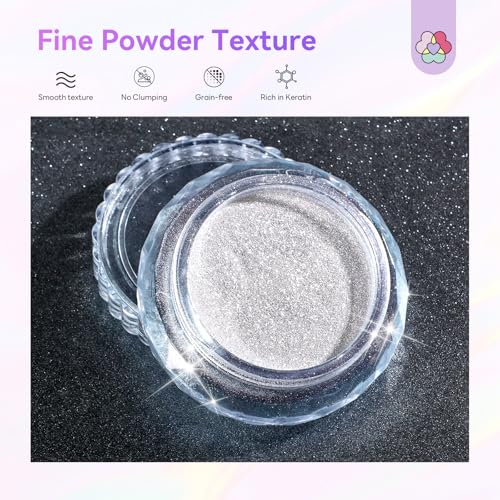 SAVILAND Unicorn Chrome Nail Powder: Moonlight Shimmer Pearl Chrome Powder Mirror Effect Glaze Donut Mermaid Pearlescent Nail Art Pigment for DIY Manicure Home & Salon Use — view 3