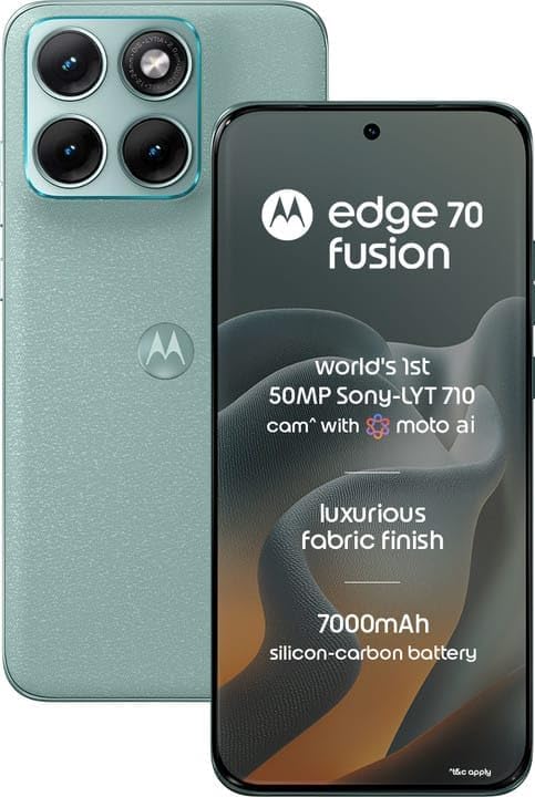 Image of Motorola Edge 70 Fusion 5G (Pantone Blue Surf, 12GB RAM, 512GB Storage) | AI Features | 6.78-inch 144Hz AMOLED | Snapdragon 7s Gen 4 | 50MP + 13MP Camera | 32MP Selfie | 7000mAh | 68W TurboPower