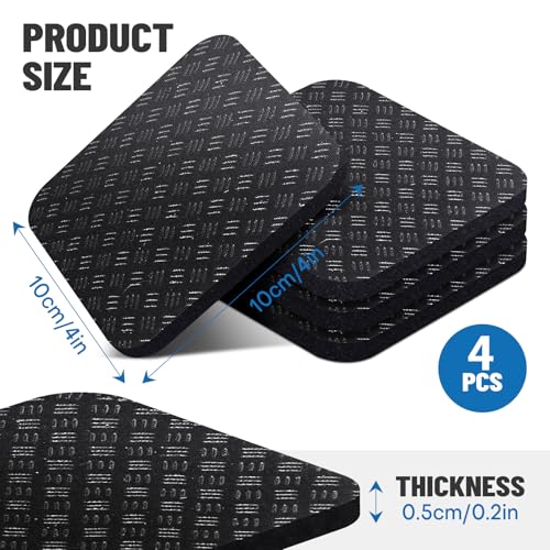 Rolitwils Treadmill Mat Pads 4PCS - Double-Sided Non-Slip - Anti Vibration Mat for Treadmill, Walking Pad, Exercise Bike - Hardwood Floors Protection - Thumbnail 3