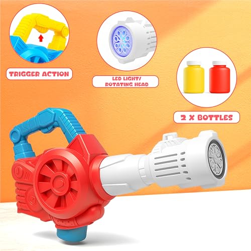 Image of VGRASSP Bazooka Bubble Launcher Toy Gun for Kids - Battery Operated Bubble Maker Machine with Soap Solution and 2 Bottles - Indoor and Outdoor Gatling Gun Toy Gift - Color As Per Stock