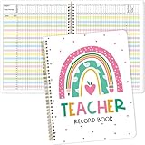 Teacher Record Book Class Grade Book for Teacher Assignments Attendance Tests Gradebook Classroom Office Supplies 8-1/2 x 11 inch Rainbow