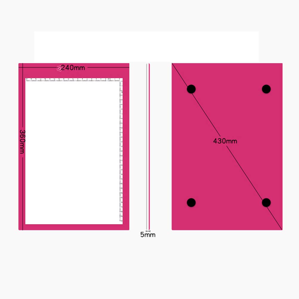 Scatola Luminosa Rosa A4 con Scala, Tavolo da Disegno A LED Dimmerabile, Pad di Tracciamento Alimentato Tramite USB per Schizzo Calligrafia Pittura Diamante