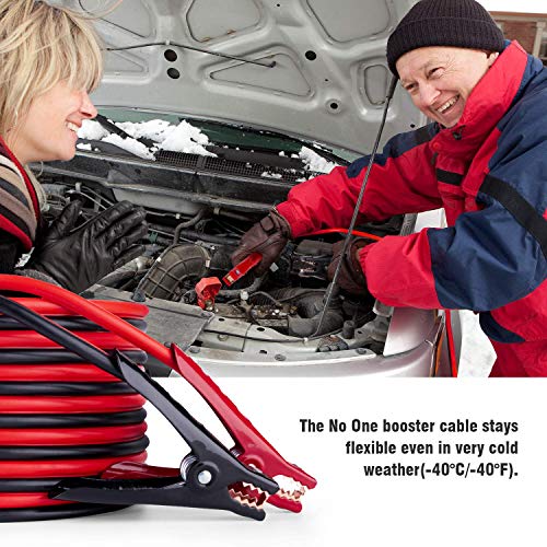 Booster Jumper Cable 6 Gauge x 16Ft with Reverse Polarity Protection, Safety Gloves,Carry Bag for Car Van Truck