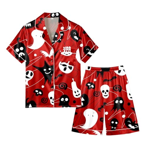 Pijama de hombre abotonado que soluciona el calor nocturno con estilo informal de Halloween