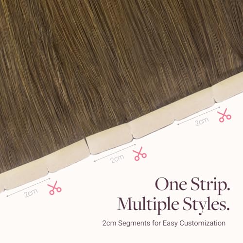 Image of GOO GOO Tape In Weft Hair Extensions Human Hair, 3 /8 /613 Walnut Brown to Ash Brown and Bleach Blonde, 8cm Wide Tape, 20inch 20pcs 160g, Tape Weft Hair Extensions, Seamless Tape in