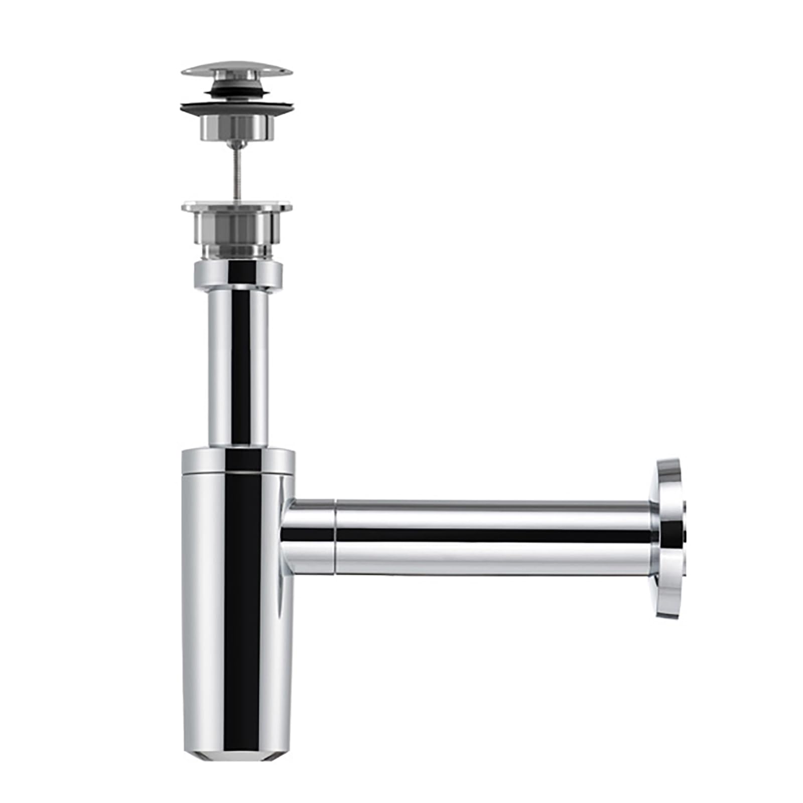 Siphon Waschbecken mit Pop Up Ablaufventil und Überlauf,Höhenverstellbares,Geruchsdichte,Ablauf Garnitur Siphon Küchenspüle