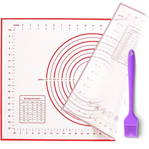 27.5inx19.7in Non-Stick Silicone Baking Mat,Large Baking Pastry Mat,with Dough Scraper and Pastry Brushes
