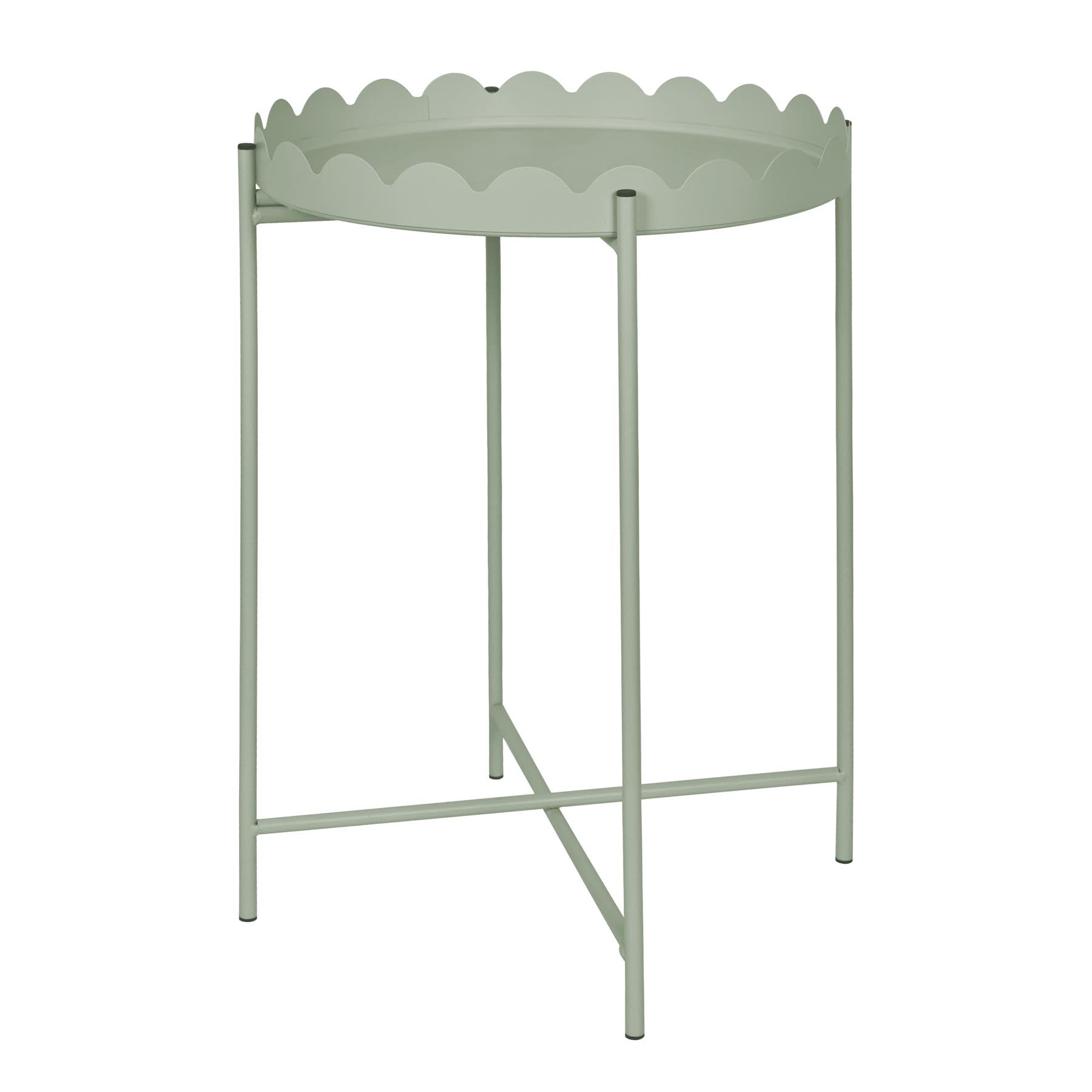 OHS Coffee Tables for Living Room Scallop Edge Round Small Side Table, Sage