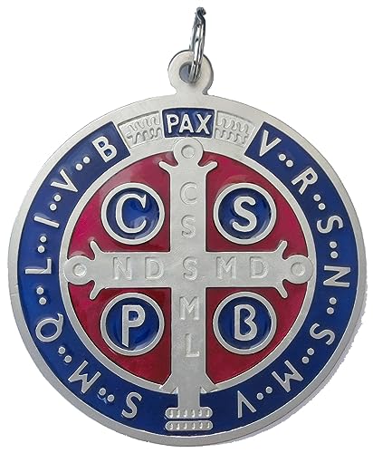 GTB - Medalla de San Benito de plata esmaltada para exorcismo - Tamaño: 10 cm - Modelo: 60.400.31