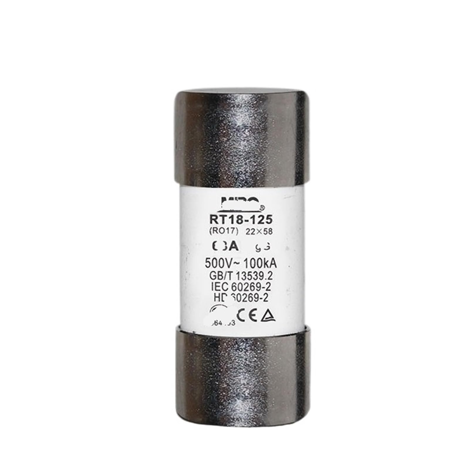Fusible cilíndrico industrial RO17 RT18-125 de 25A y tamaño 22*58 mm