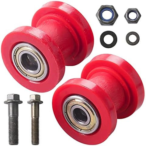 JINGKE 8mm and 10mm Chain Roller Pulley Tensioner Wheel Guide Per for Motorcycle Mini Bike Atv 125cc 140cc 160cc SSR XR125 CRF50 KLX110 Pitster Pit Dirt Bike Parts（RED）… Cover