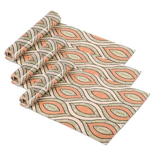 Image of Kuber Industries Pack of 3 Waterproof & Durable 5 Meters Kitchen Mats for Shelf Liner Roll | Wipeable Fridge Sheets for Shelves Cabinet Drawer | Gripper Design - Green & Orange