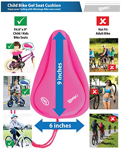 Winningo Gel Kids Bike Seat Cushion Cover, Anti-Slip Child Bike Seat Cover Comfortable Adjustable Small Bicycle Saddle Pad, 9'' X 6'' #TOP1
