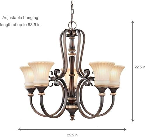 Miniatura 5 de Hampton Bay - Candil de 5 luces, Reims, Nogal Berre, # 208.