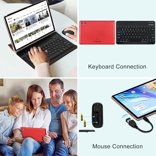 UJJ Android Tablet with Keyboard 30GB+64GB+1TB, Tablet 10 Inch Octa-Core Electronics Tablets, Gemini AI, 6000mAh, HD IPS Display, 5G WiFi, Widevine L1, Split Screen - Red - image 6