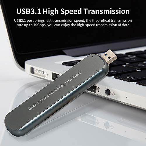 Andoer Gabinete de disco rígido portátil USB3.1 a M.2 NVMe SSD Gabinete de liga de alumínio para dis