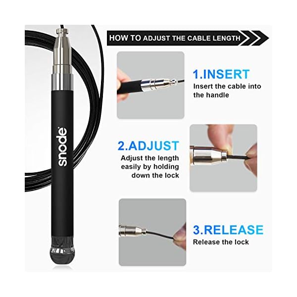 SNODE T18 Self-Locking Jump Rope, High Speed Skipping Rope, Lightweight Speed Rope with 2 Speed Rope Cables for Fitness Sports Training Workout