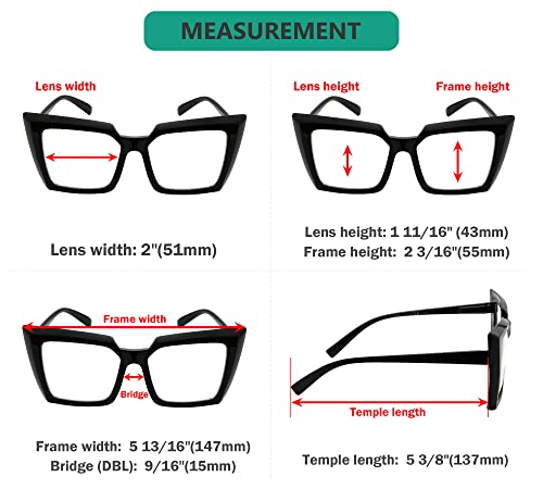 Eyekepper 5-pack Oversized Reading Glasses for Women Chic Readers +0.50, 5 Pack Mix Color - Image 3
