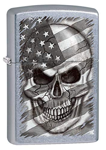 Zippo encendedor Street Chrome Calavera y Bandera miniatura 1