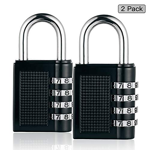 Preisvergleich Produktbild Soleebee 4-Stelliges Zahlenschloss Anti Rostfrei Wetterfeste Kombination Vorhängeschloss Zahlenschloss für Schulgymnastik Schloss, Gepäck, Aktenschränke, Koffer, usw - 2er Pack (Schwarz)