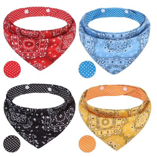 PAWCHIE Dog Bandanas Small Reversible Styles Pet Triangle Scarf Bibs - Adjustable with Two Snaps - Kerchief Set Accessories for Dogs, Puppy, Cats Red