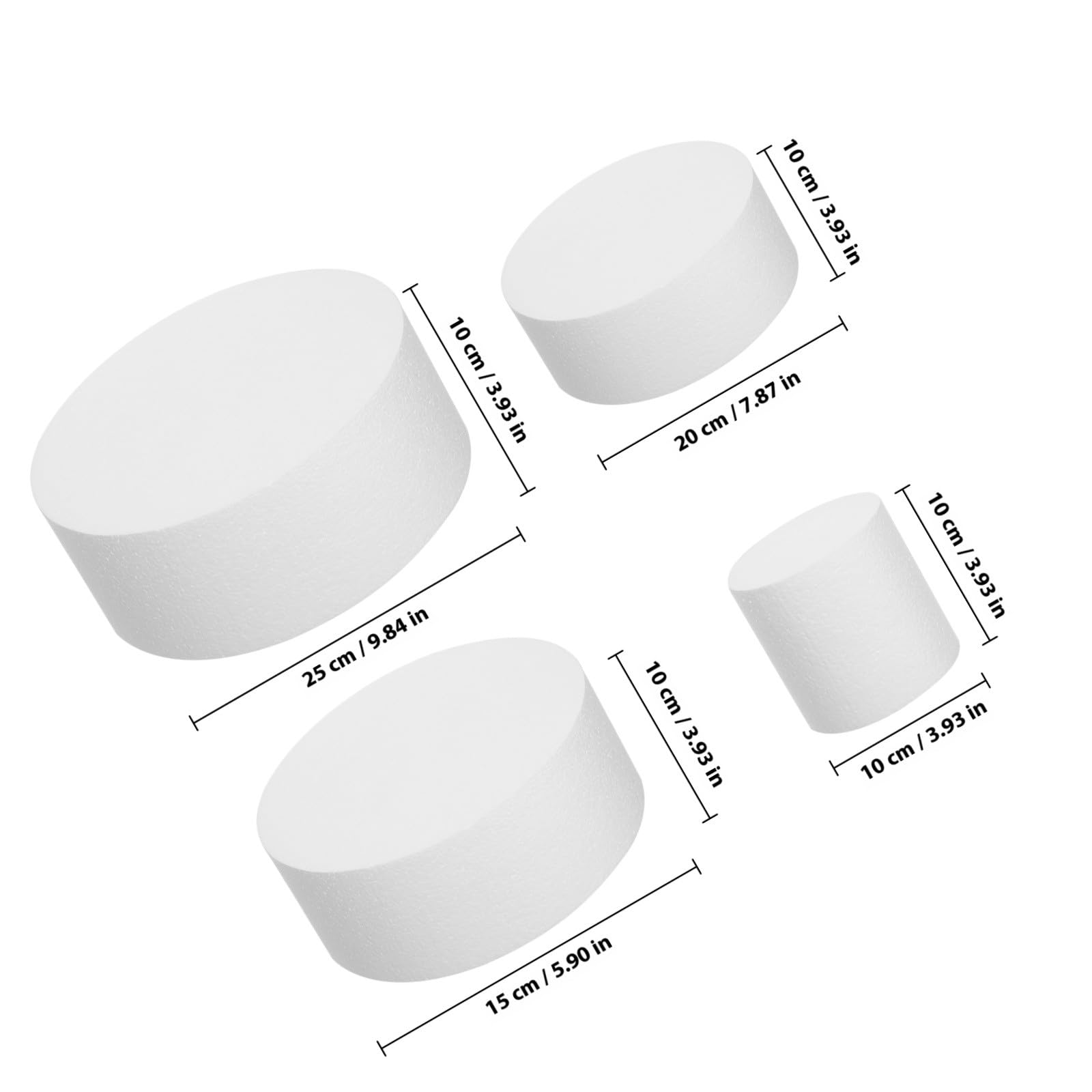 FRCOLOR 4 Stück Runde Schaumstoff Kuchenattrappen aus Weißem Schaumstoff zum Üben von Backtechniken und Dekorative Tortendeko für Besondere Anlässe