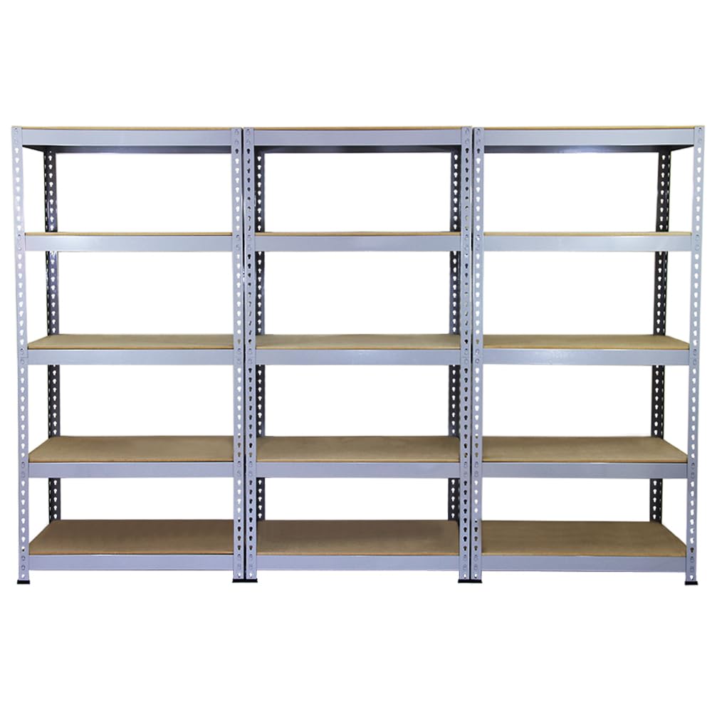Monster Racking Q-Rax Garagenregal Kellerregal Lagerregal Werkstattregal Schwerlastregal Industrieregal Stahlregal Regal Stahl 5 Regalböden 90cm B x 50cm T x 180cm H Regaleinheit Lagerraum Grau