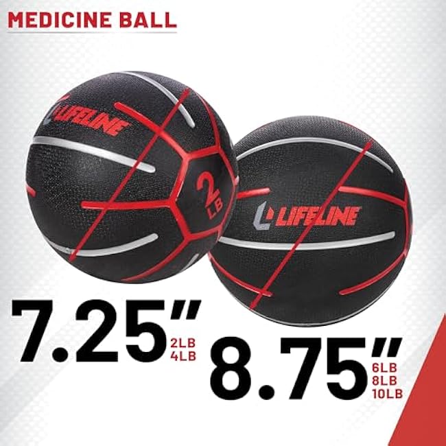 Medicine Ball - Total Body Strength and Stability Training - Non-Slip, Light Bounce - Textured Surface - Durable - Home Gym Exercise Equipment