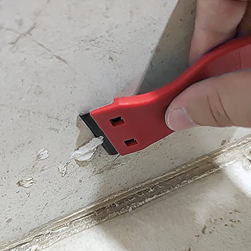 Image of EHDIS 1.5 inch Plastic Razor Scraper Tool with 10pcs Double Edged Blades for Adhesive Remover,Removing Labels Stickers Decals Taping on Glass Windows (Red)